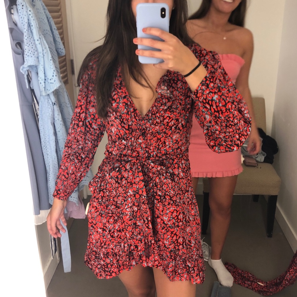 Red wrap sundress